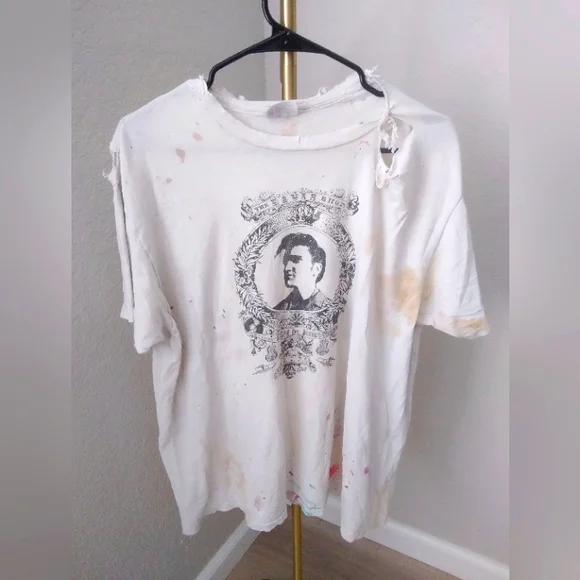 Vintage Graphic Tee 80s Elvis La Luz Hollywood Art Gallery Thrashed XL